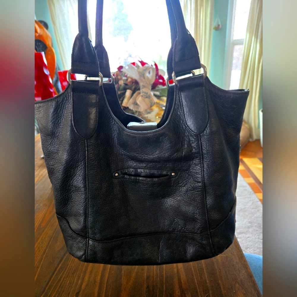 Boho-Chic Black b. makowsky Shoulder Bag